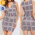 Scalloped Plaid Peplum Top And Skirt Manufacture Wholesale Fashion Women Apparel (TA4094SS)